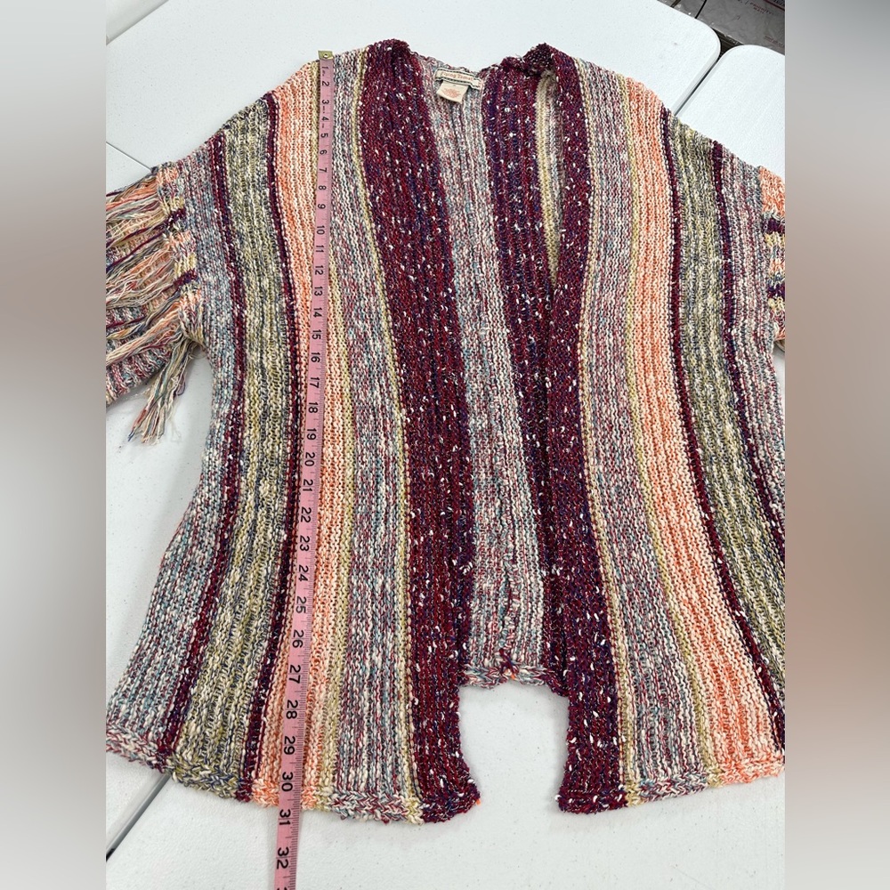 Flying Tomato Chunky Knit Fringe Cardigan Boho Western Festival Coastal Wool M - Picture 7 of 9